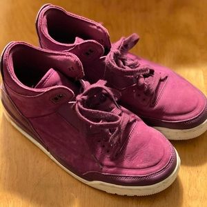 Nike Air Jordans in purple suede, size women’s 7